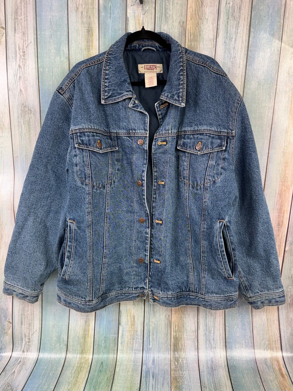 Big Mac Workwear Vintage Denim Jacket Trucker XL Quilted Lining Button Front